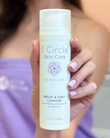 5 Circle Skin Care Bright & Early Cleanser, showing the label and the product against a softly blurred indoor background.